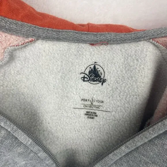 Disney Mickey Mouse Adult Zip Up Sweater Large Gray Orange Hooded Pockets - Picture 12 of 14